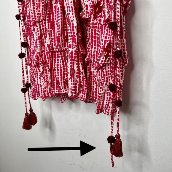 Sz M Poupette St Barth Pink Bety Mini Ruffle Dress Floral Poupette St. Barth - Picture 7 of 8